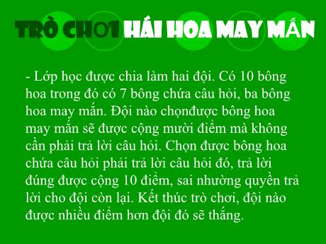 Mẫu PowerPoint trò chơi trắc nghiệm Hái hoa may mắn