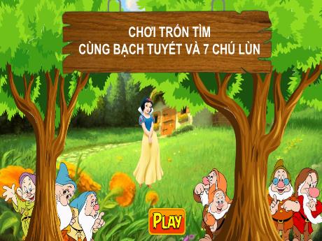 Mẫu PowerPoint trò chơi Trốn tìm cùng Bạch tuyết và 7 chú lùn