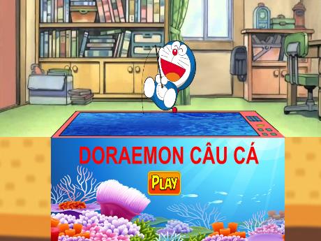 Mẫu trò chơi Doraemon câu cá trên PowerPoint